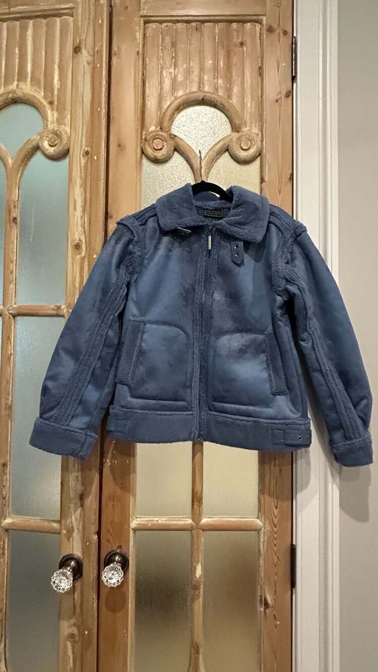 G By Giuliana Black Label Faux Shearling Bomber Jacket XS Blue